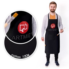 Pamut kötény ARTMIE logóval - fekete színben