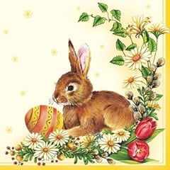 Decoupage szalvéták Easter Egg and Hare Yellow  - 1db