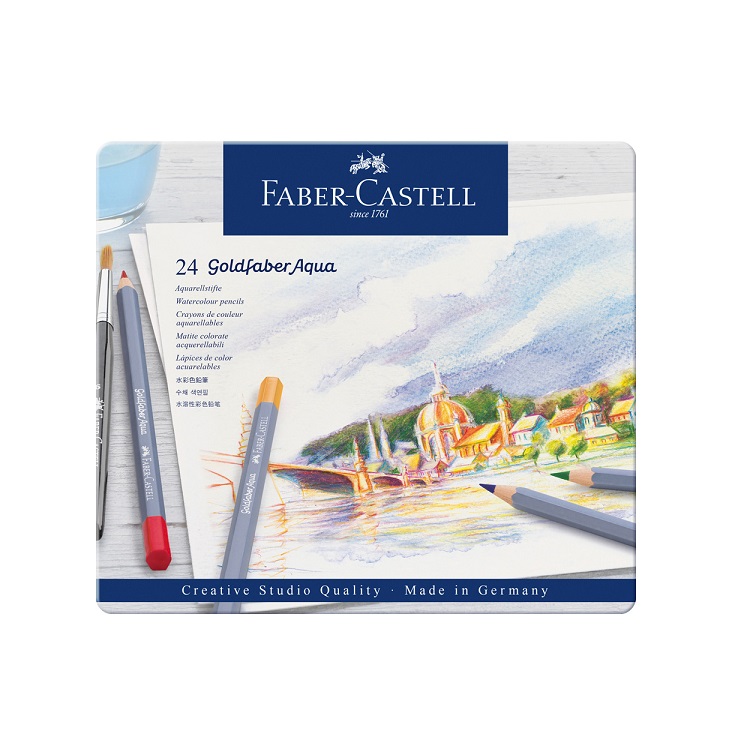 Akvarell színes ceruzák Goldfaber Aqua set 24 szín / fém tok 
