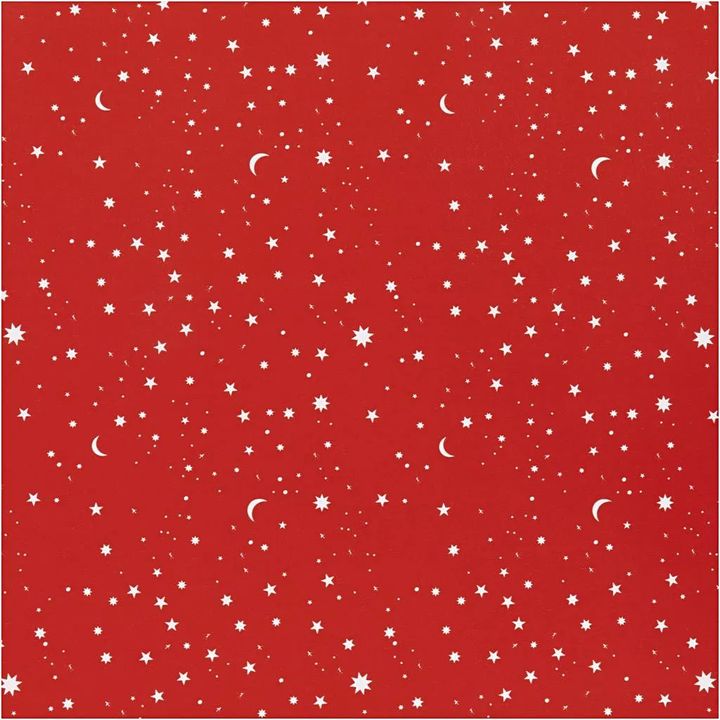 Csomagolópapír  | vörös Stars and moons 50 cm x 5 m