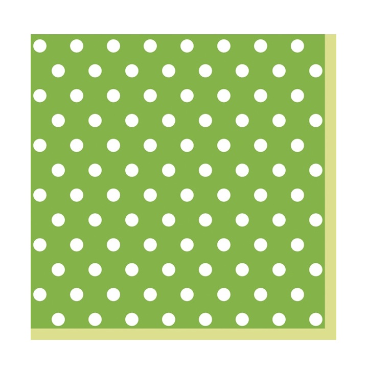 Decoupage szalvéta - Zöld - fehér pöttyös - 1 db
