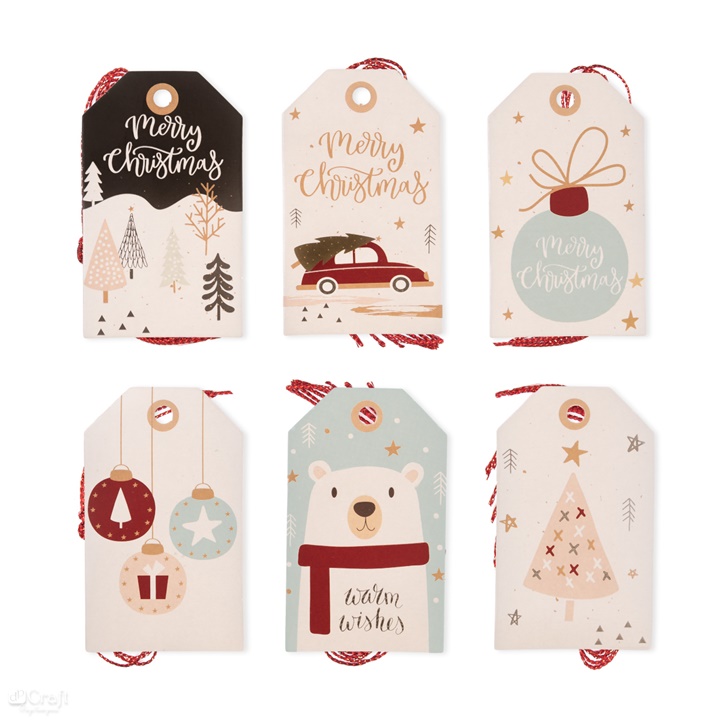 Dekoratív karácsonyi címkék 24 db  | Christmas pastels