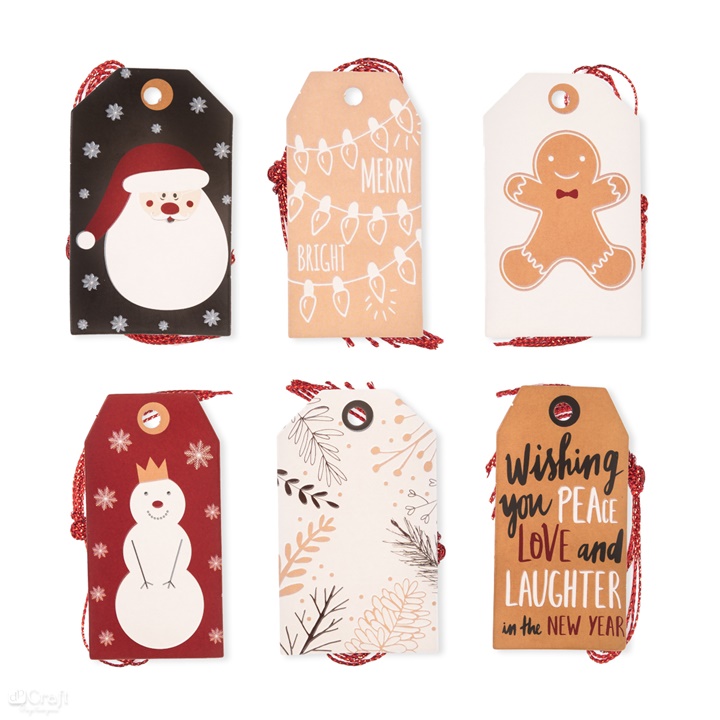 Dekoratív karácsonyi címkék 24 db  | Merry and Bright