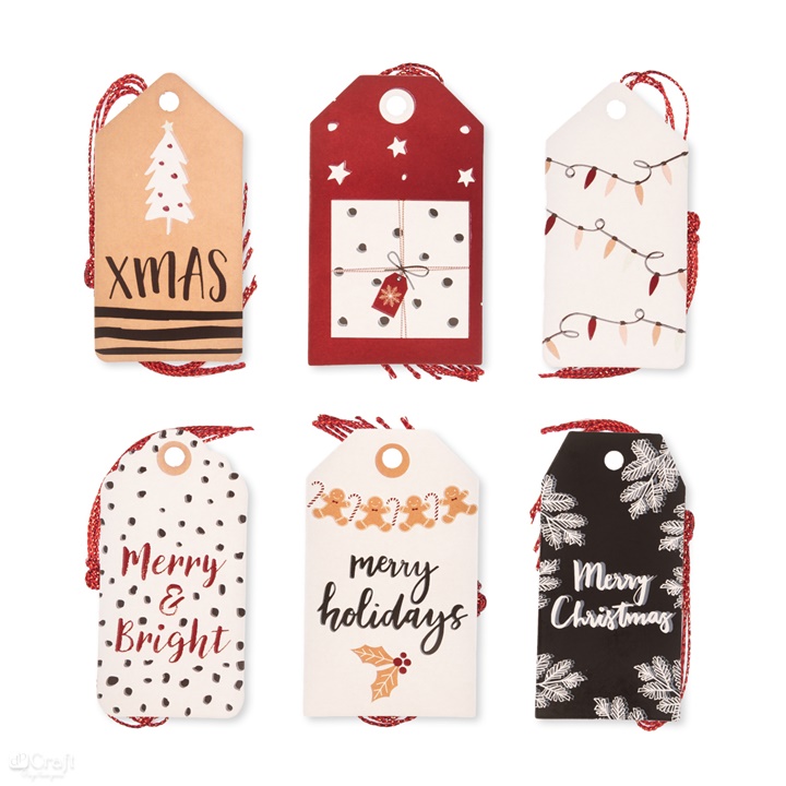 Dekoratív karácsonyi címkék 24 db  | Merry Holidays