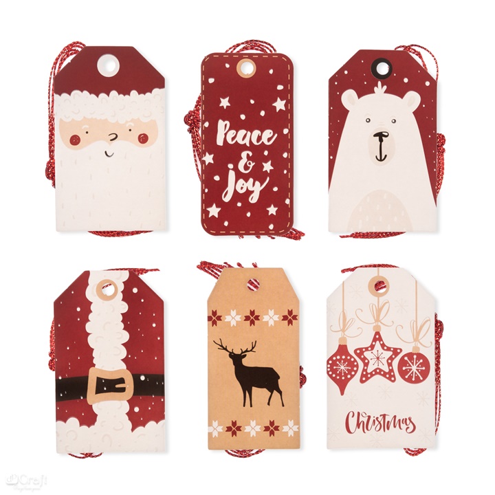 Dekoratív karácsonyi címkék 24 db  | Santa