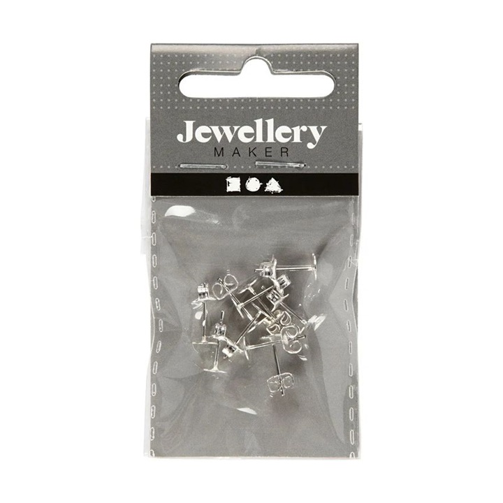 Ezüstözött fülbevaló 13 mm - 10 db