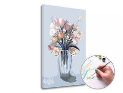 Számok szerinti festés RÓZSASZÍN CSOKOR VÁZÁBAN | alacsony nehézség