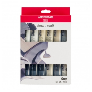 Akrilfesték készlet AMSTERDAM dream and create Grey 12 x 20 ml