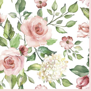 Decoupage szalvéta Watercolour Roses with Hydrangea - 1 db