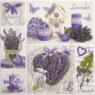 Decoupage szalvéták Lavender Collage - 1db