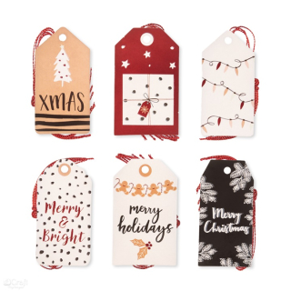 Dekoratív karácsonyi címkék 24 db | Merry Holidays