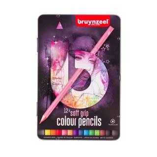 Háromszögletű színes ceruzák fém dobozban bruynzeel 12 db / különféle készletek