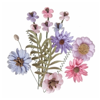 Papír virágok Pink & Lavender - szett 12 db