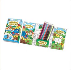 Gyerek színező utazó készlet 2 könyvvel és 12 ceruzával 