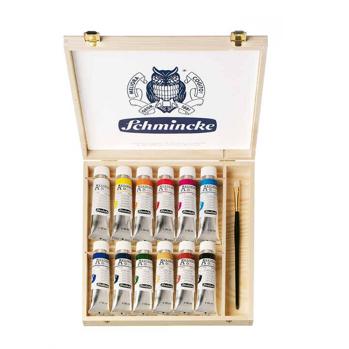 Olajfesték-készlet fadobozban Schmincke AKADEMIE 12 x 60 ml
