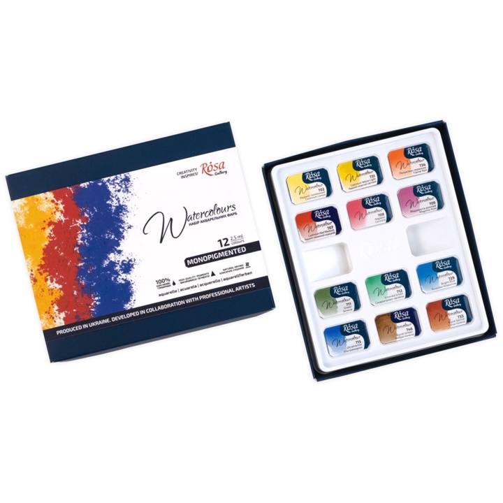 ROSA Gallery monopigmentált akvarellfestékek 12x2,5 ml