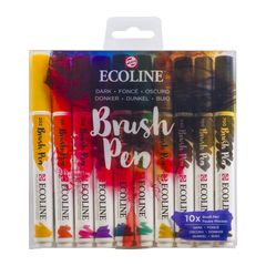 Vízfestéktollak Ecoline Brush Pen Dark | 10 darabos készlet